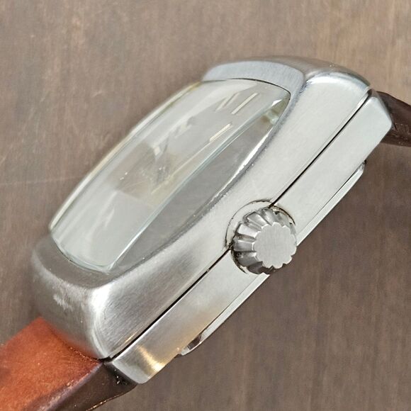 Vintage FOSSIL Watch JR-8253 Unisex Brown Wide Leather Strap Mens Womens - Picture 6 of 11